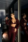 PUL PAYET 3 LÜ TAKIM - CEKET-BÜSTİYER-PANTOLON - Bordo resmi